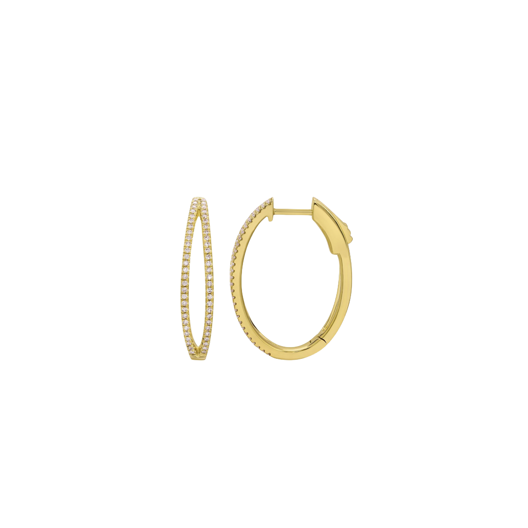 2-Row Diamond Split Oval Hoop Earrings