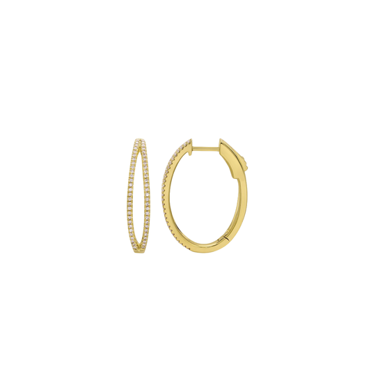 2-Row Diamond Split Oval Hoop Earrings