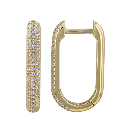 20mm Rectangle Diamond Huggie Hoop Earrings