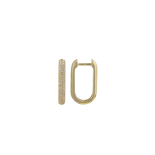 20mm Rectangle Diamond Huggie Hoop Earrings