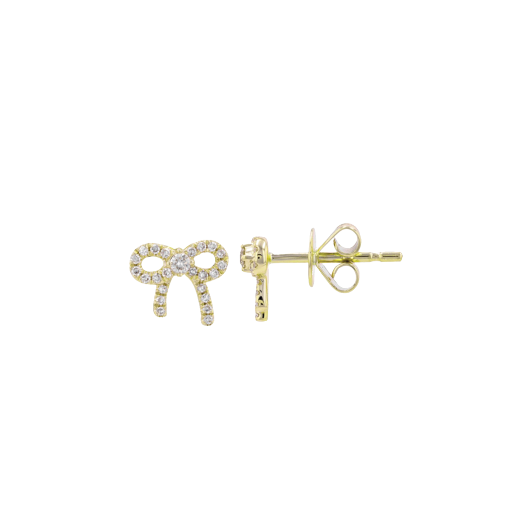 Diamond Bow Stud Earrings in Yellow Gold, 0.14