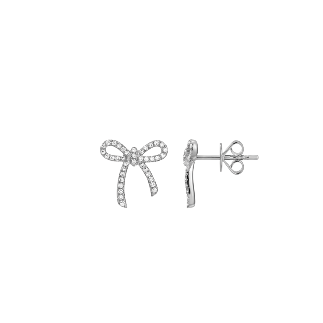 Diamond Bow Stud Earrings, 0.21ctw