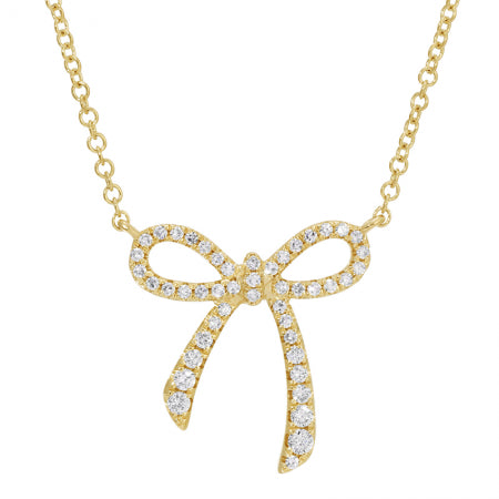 Bow Pendant with Diamonds in 14K Yellow Gold