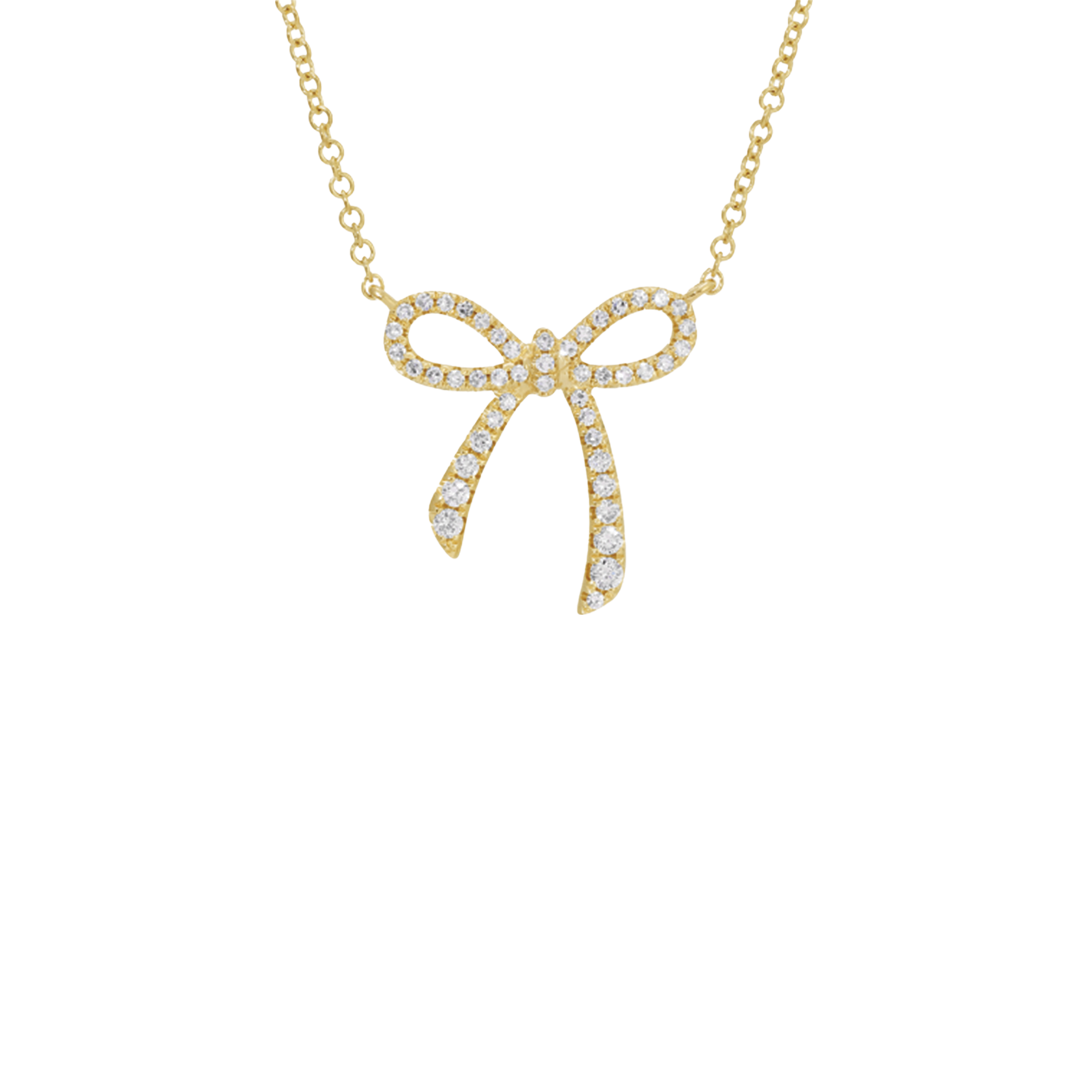 Bow Pendant with Diamonds in 14K Yellow Gold