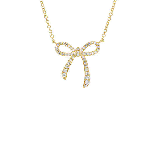 Bow Pendant with Diamonds in 14K Yellow Gold