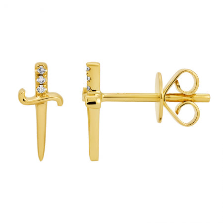 Diamond Dagger Stud Earrings