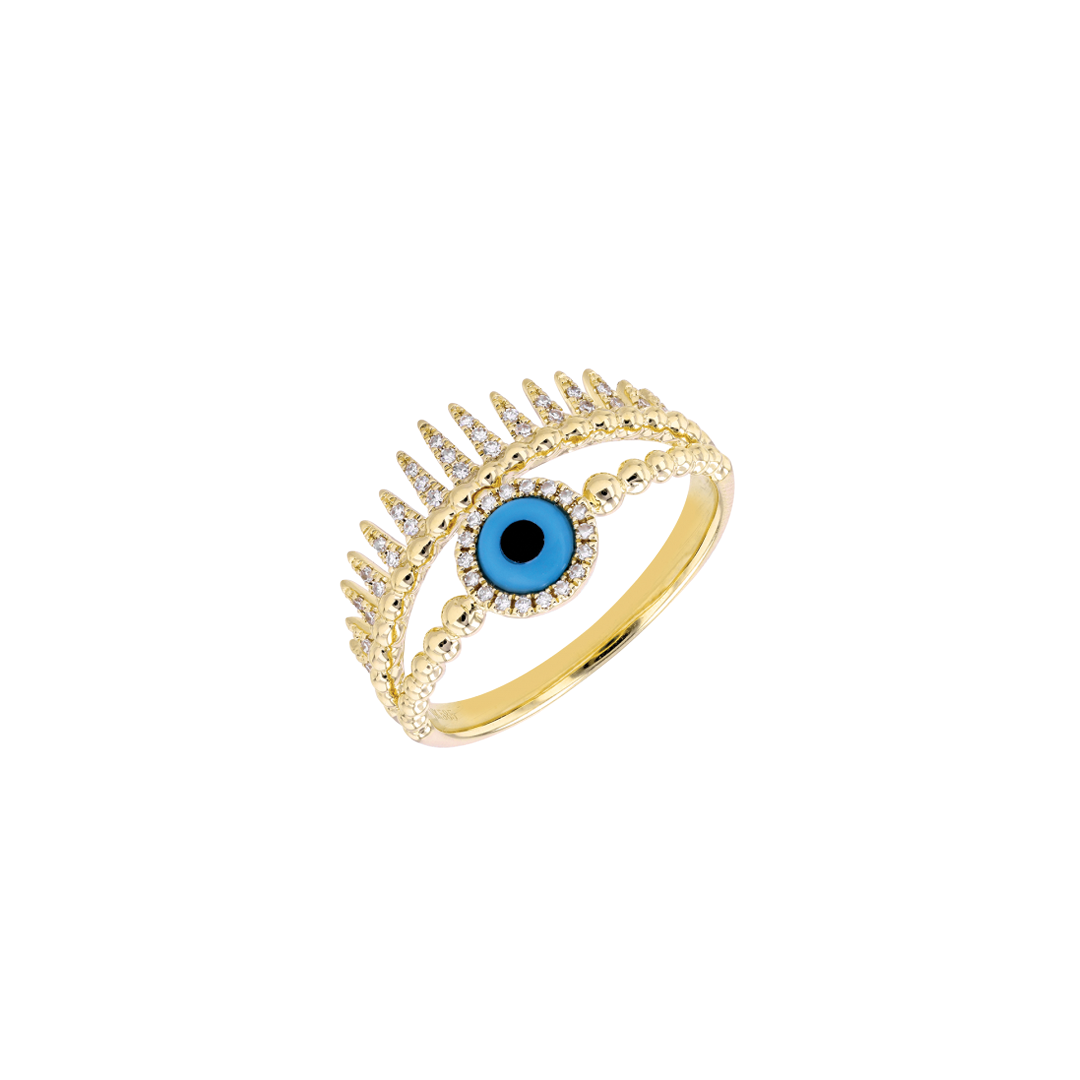 Evil Eye Ring with Turquoise and Diamonds