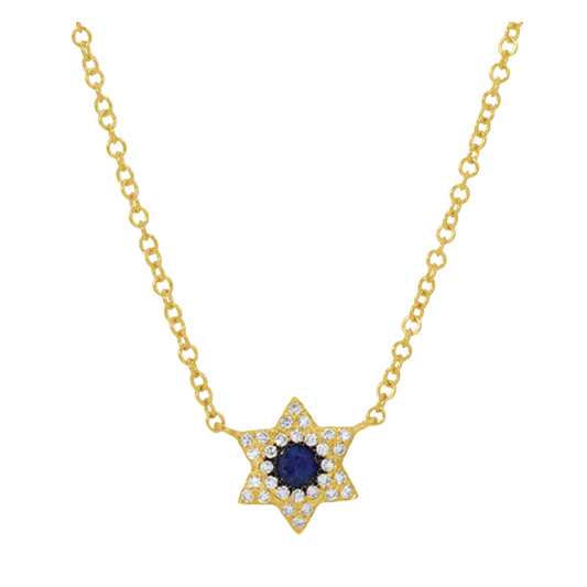 Star of David Pendant Necklace in Yellow Gold