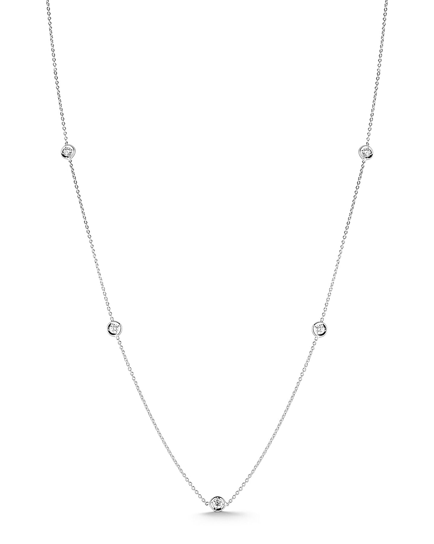 5-Station Diamond Bezel Set Necklace in White Gold