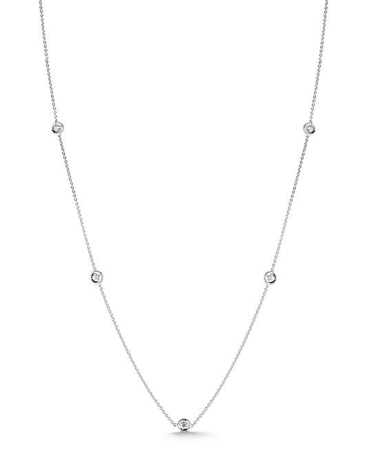 5-Station Diamond Bezel Set Necklace in White Gold