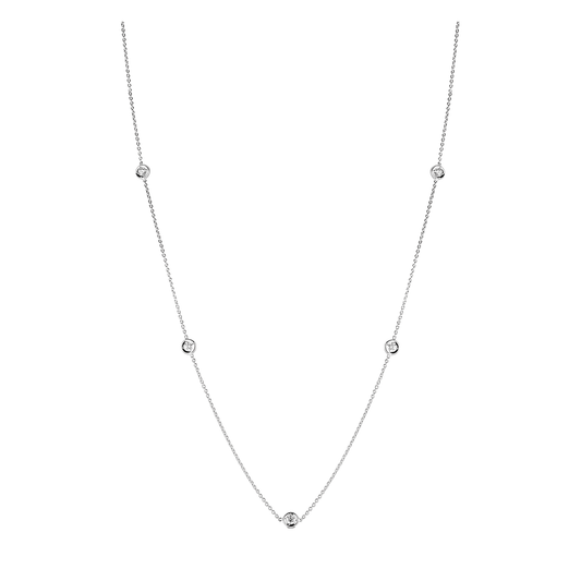 5-Station Diamond Bezel Set Necklace in White Gold