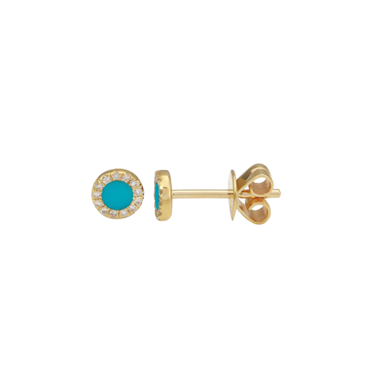 Turquoise & Diamond Stud Earrings