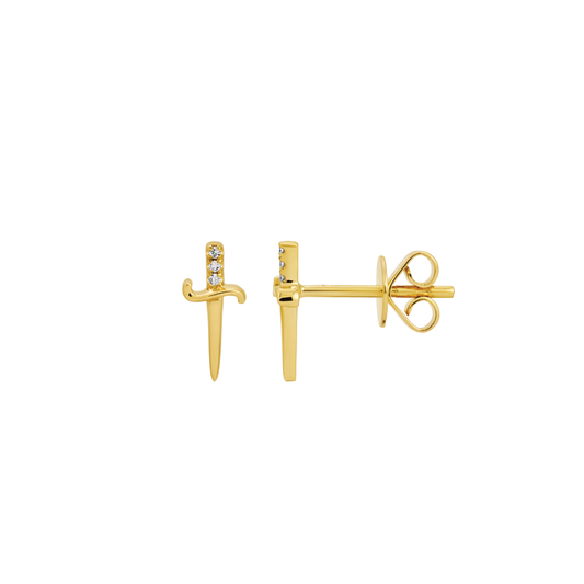 Dagger Stud Earrings with Diamonds