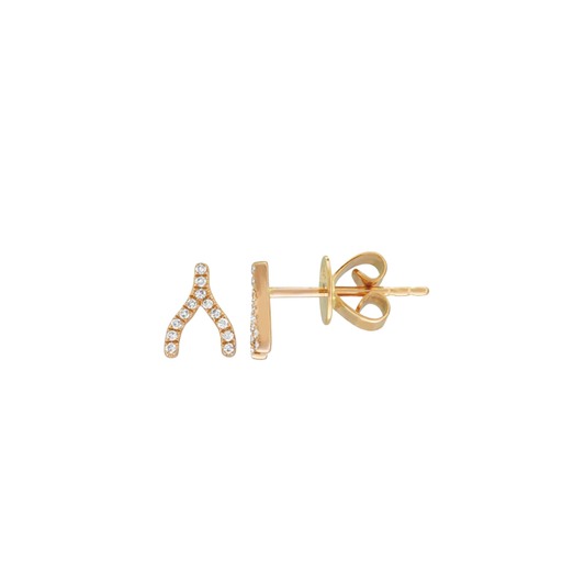 Diamond Wishbone Stud Earrings
