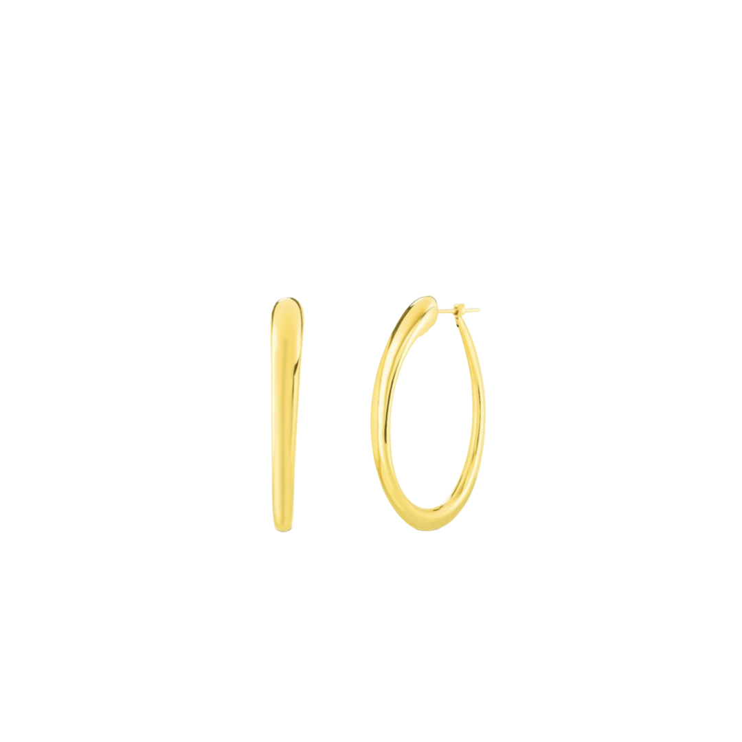 Large Gold Contoured Hoop Earrings