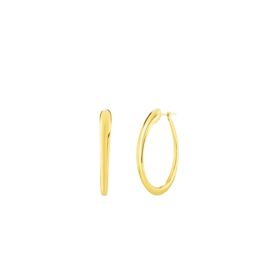 Large Gold Contoured Hoop Earrings