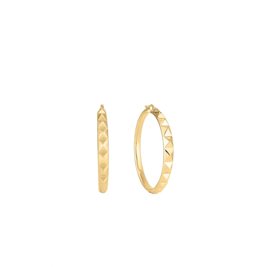 Gold Pyramid Hoop Earrings