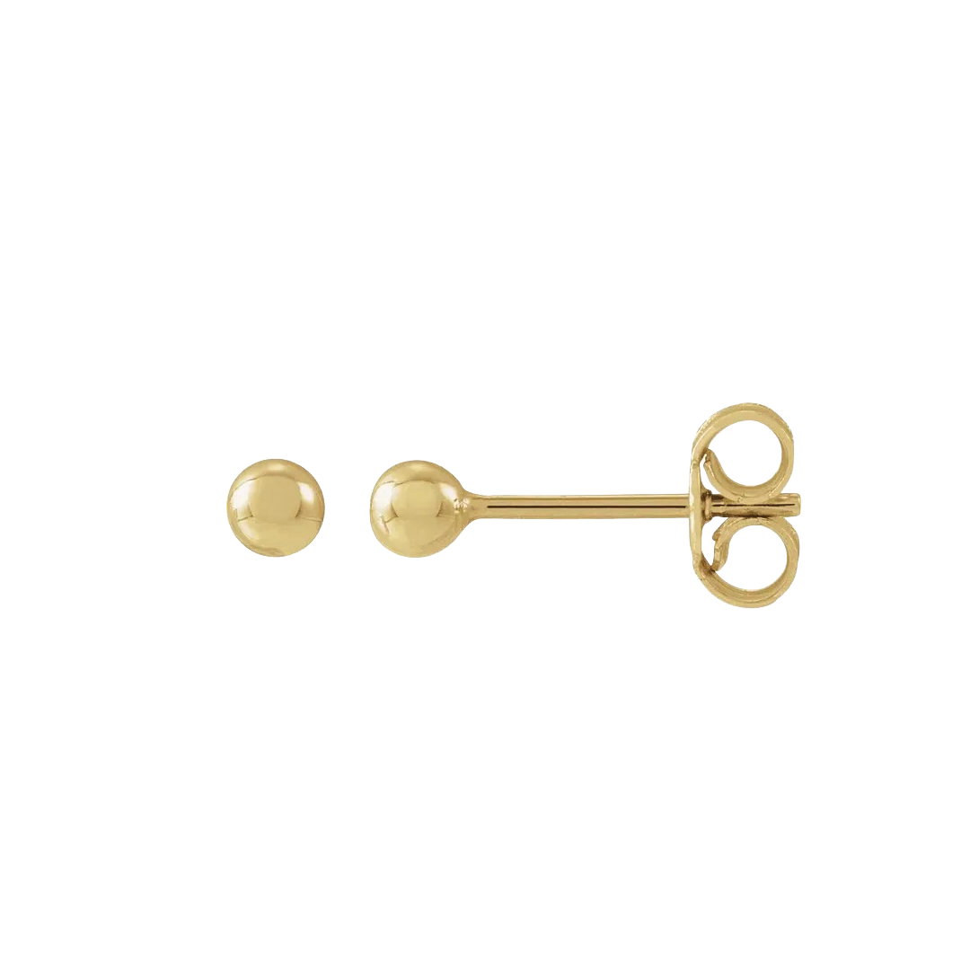 3mm Gold Ball Stud Earrings