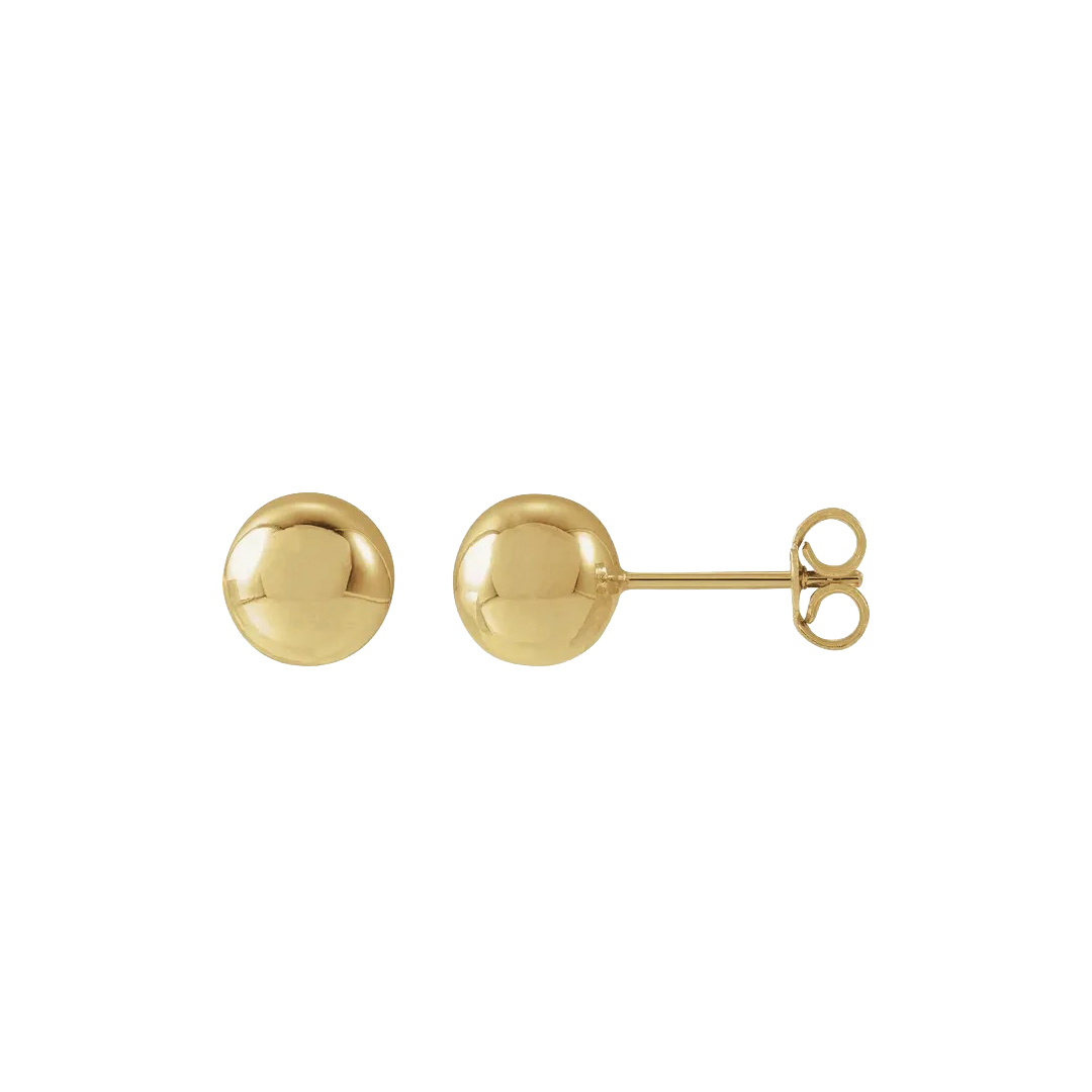 7mm Gold Ball Stud Earrings