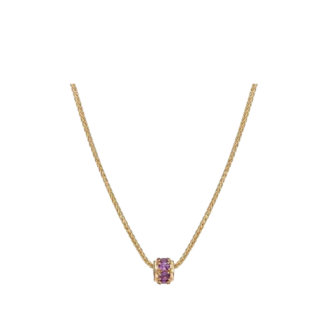 Birthstone Rondelle Pendant in Amethyst
