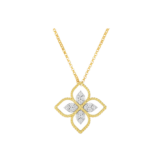 Principessa Large Flower Necklace with Diamonds