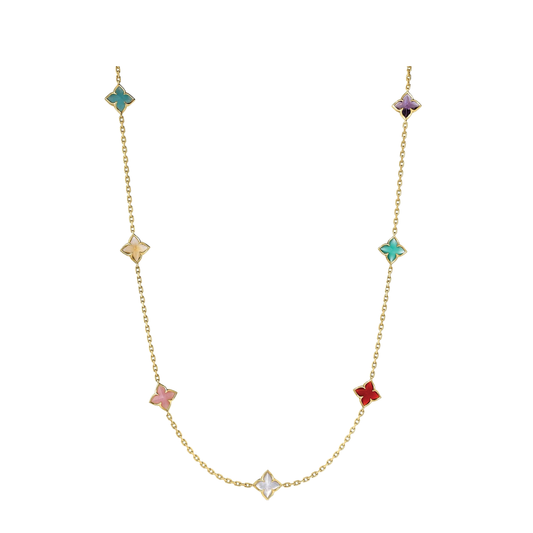 18" Venetian Princess Mixed Stone Flower Station Necklace