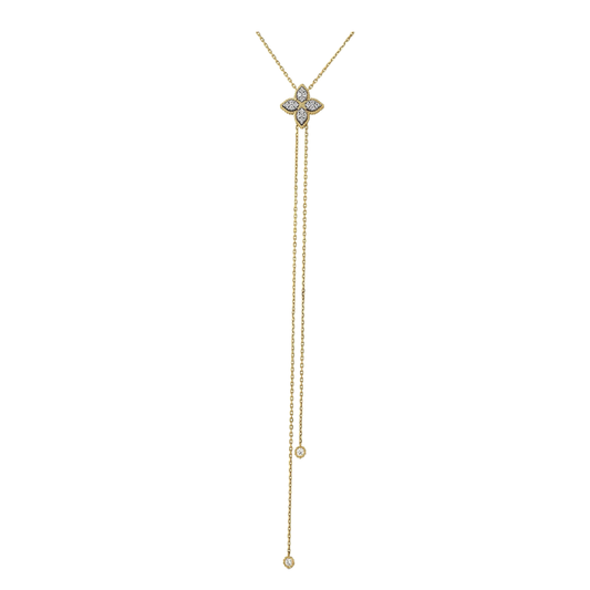Princess Flower Lariat Necklace with Diamonds