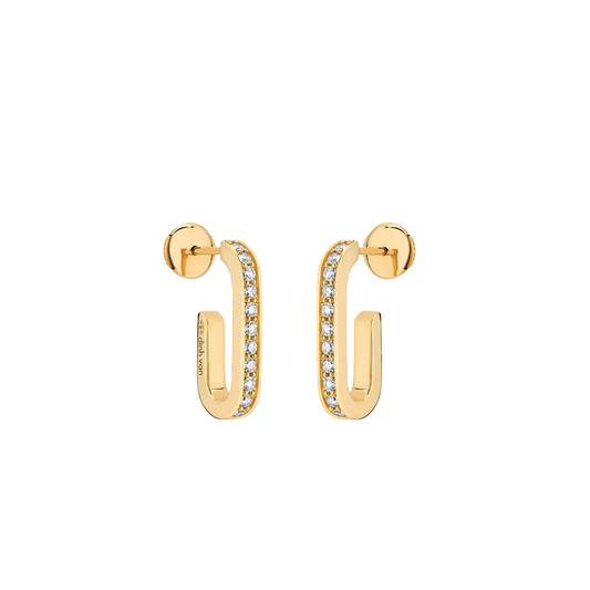 Maillon Medium Hoop Earrings with Diamonds