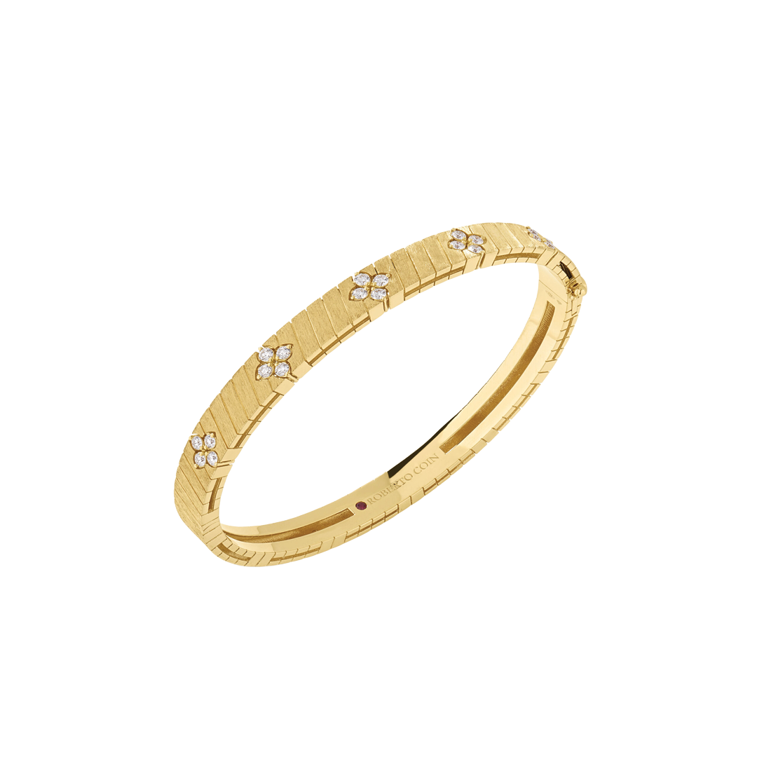 Love in Verona Ridged And Satin Finish Diamond Bangle