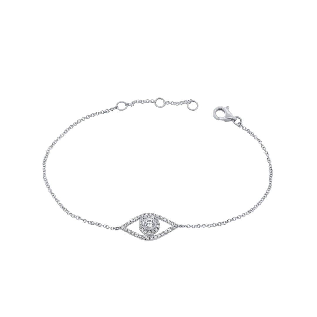 Evil Eye Diamond Bracelet in White Gold