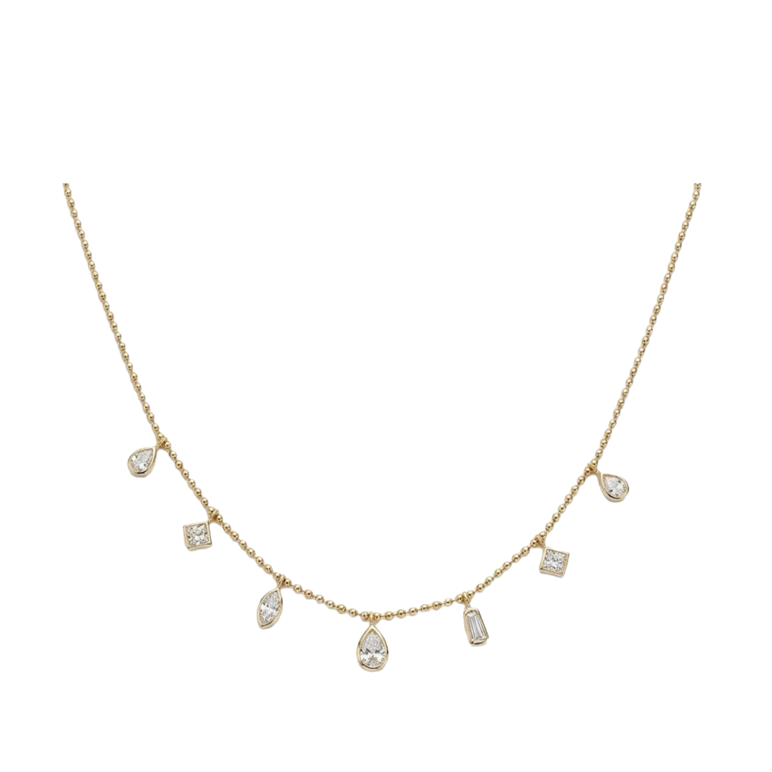Mixed Diamond Shape Dangle Necklace