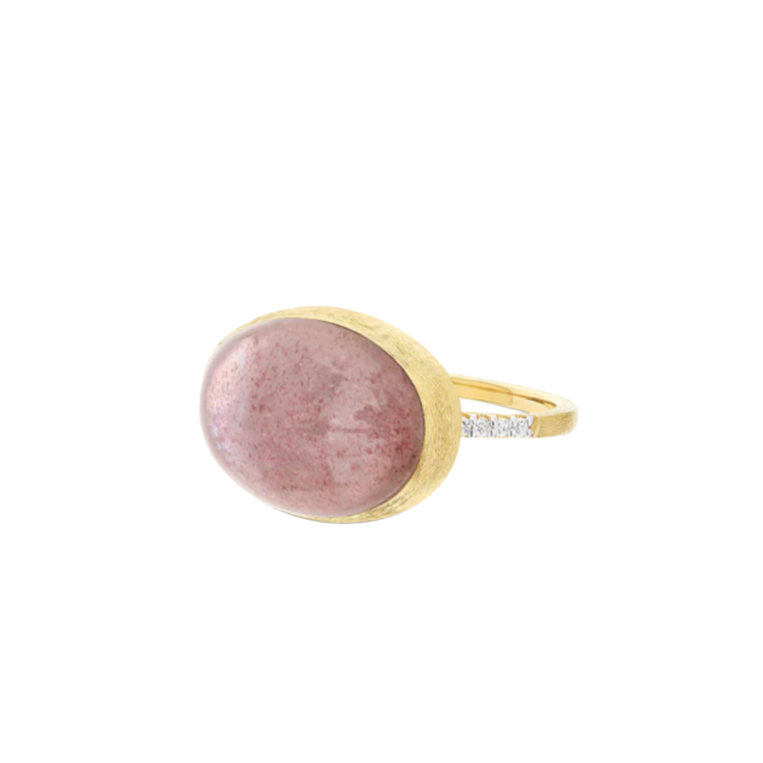 Large Rosolio Boules Ring with Strawberry Quartz