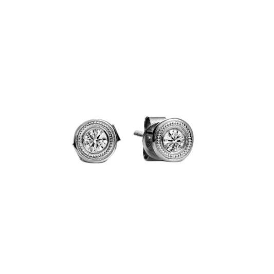 Diamond Studs set in Milgrain Bezels