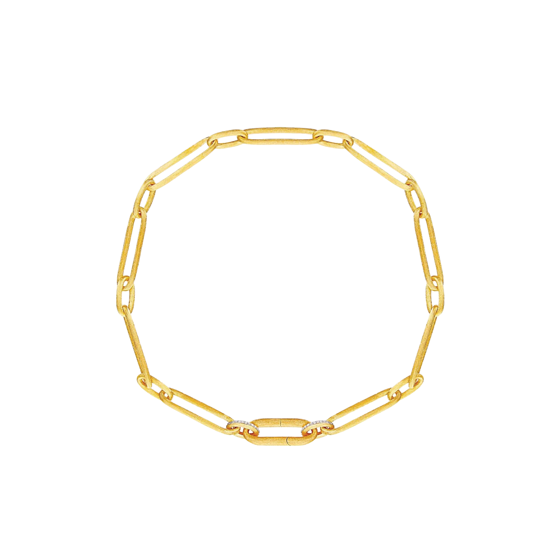 Gold Chain Necklace with Diamond Accented Clasp