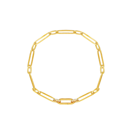 Gold Chain Necklace with Diamond Accented Clasp