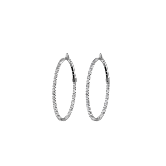 1 3/8" Diamond In/Out Hoop Earrings