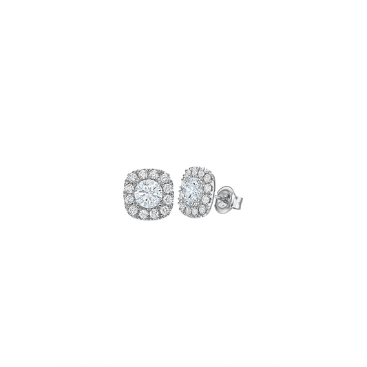 Cushion Halo Stud Earrings, 1.45ctw