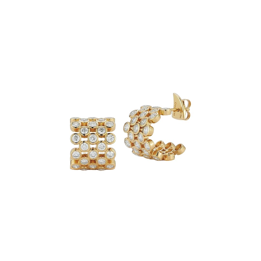Chequer Diamond Checkerboard Baby Hoop Earrings