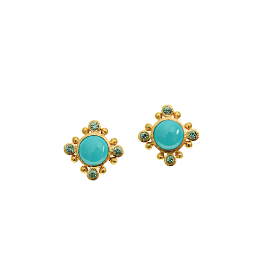 Sleeping Beauty Turquoise and Zircon Earrings