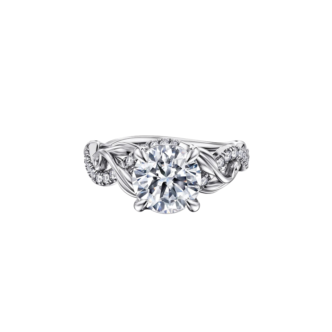 Solitaire Engagement Setting with Floral Twist Shank