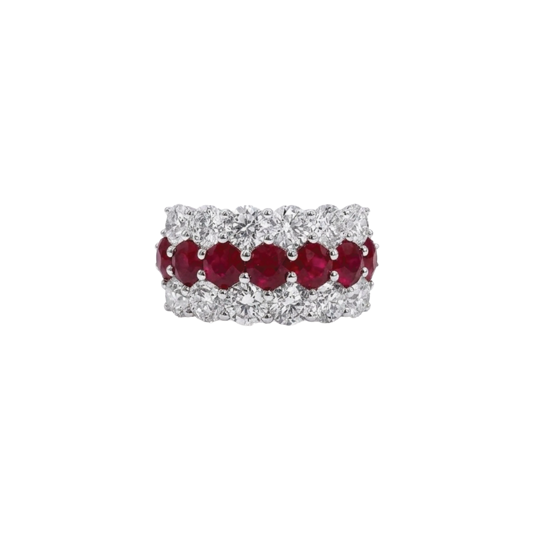 3-Row Rudy and Diamond Ring