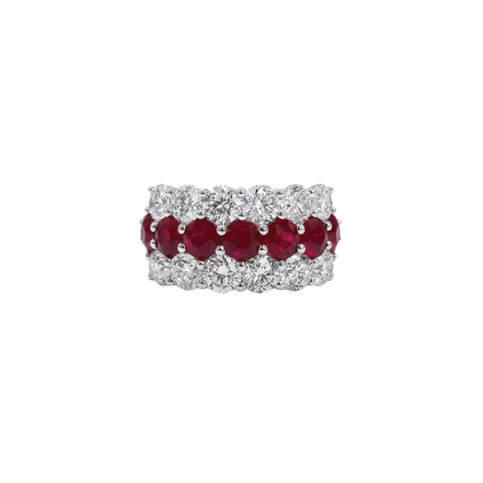 3-Row Rudy and Diamond Ring