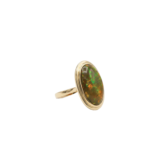G-One Brown Opal Ring with Gold Frame