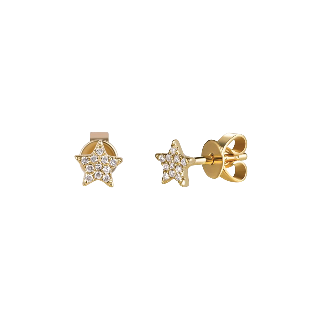 Diamond Star Earrings in Yellow Gold