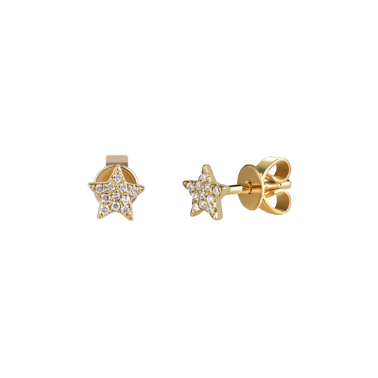 Diamond Star Earrings in Yellow Gold