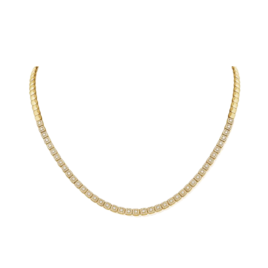 Gold Square Necklace with Diamonds