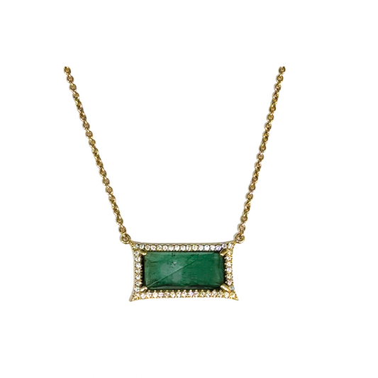 Green Tourmaline Necklace with Diamonds