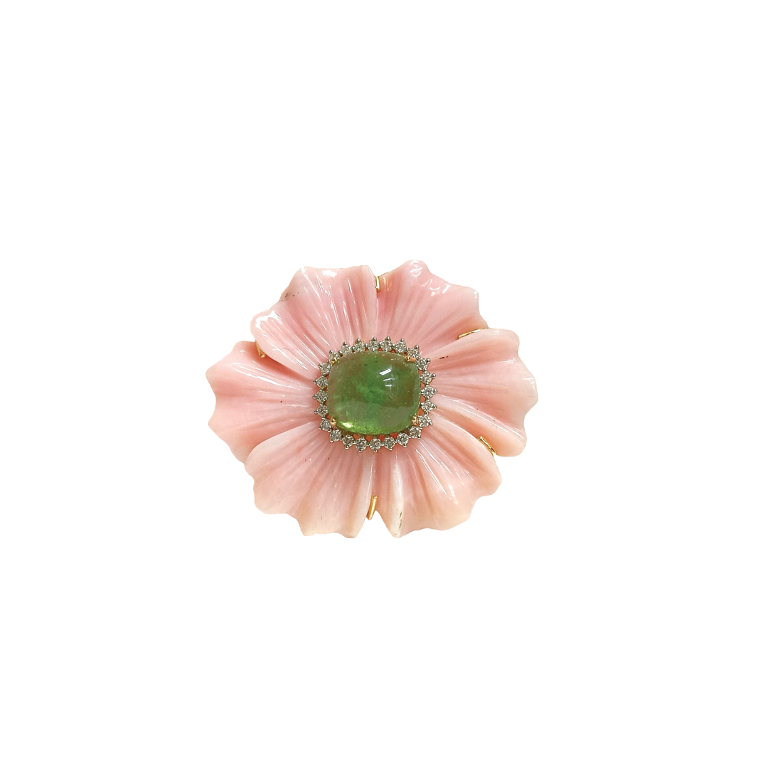 Flower Pendant with Green Tourmaline