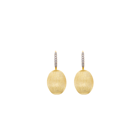 Hand Engraved Gold Baby Ball Drop Earrings with Diamonds