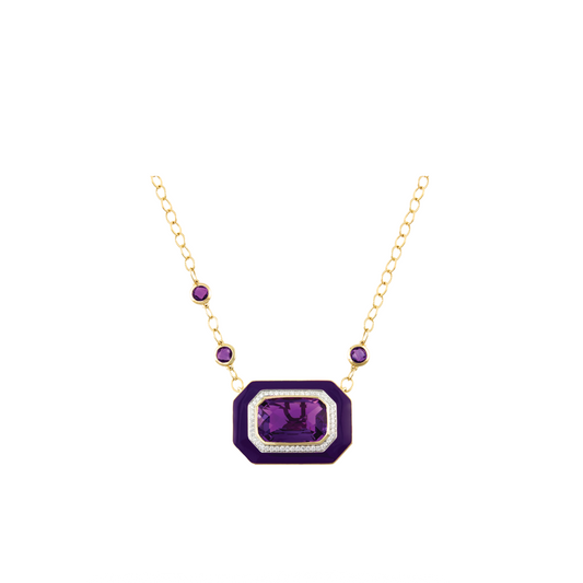 Enameled Necklace with Amethyst and Diamonds